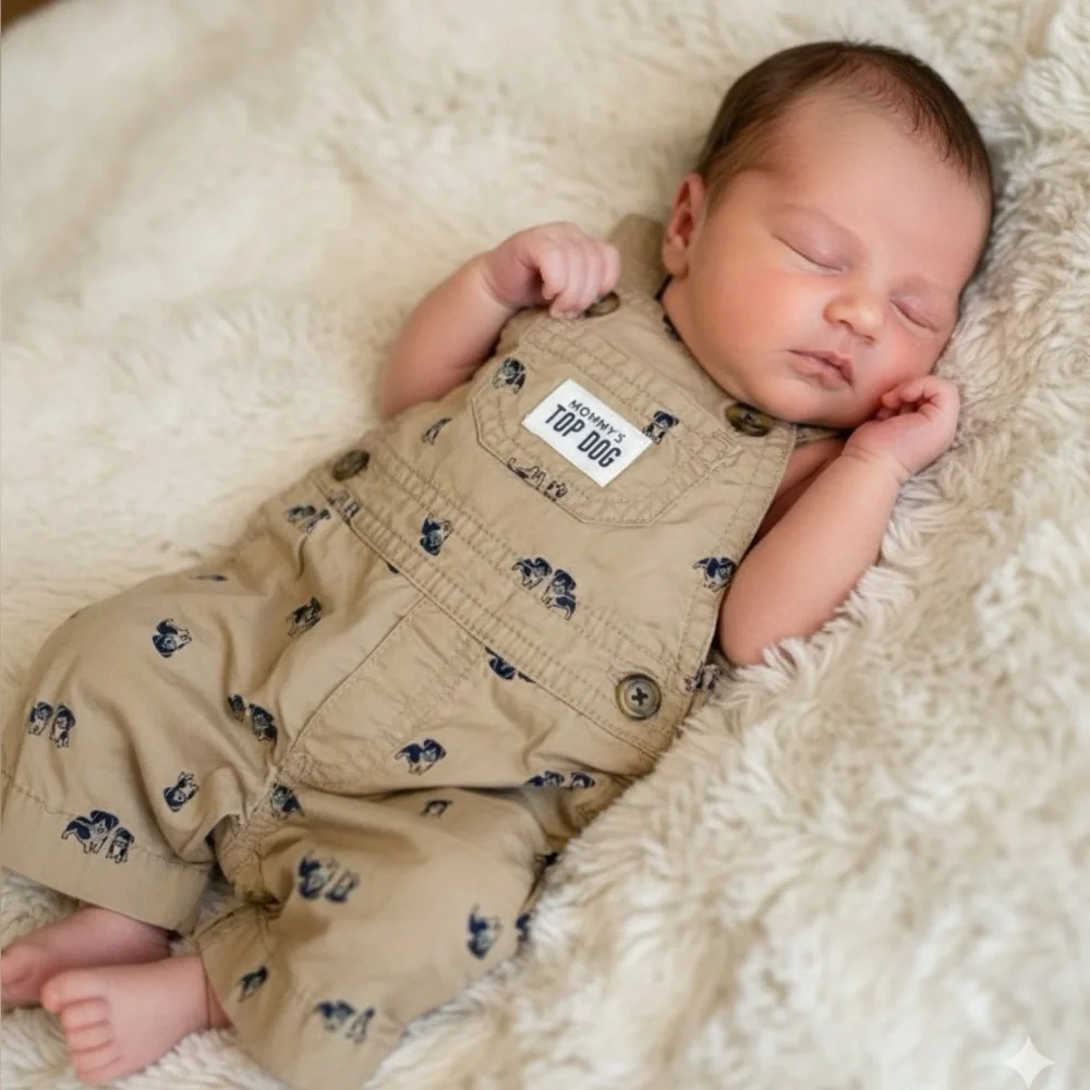 Carter's Beige Overalls with Dog Print
